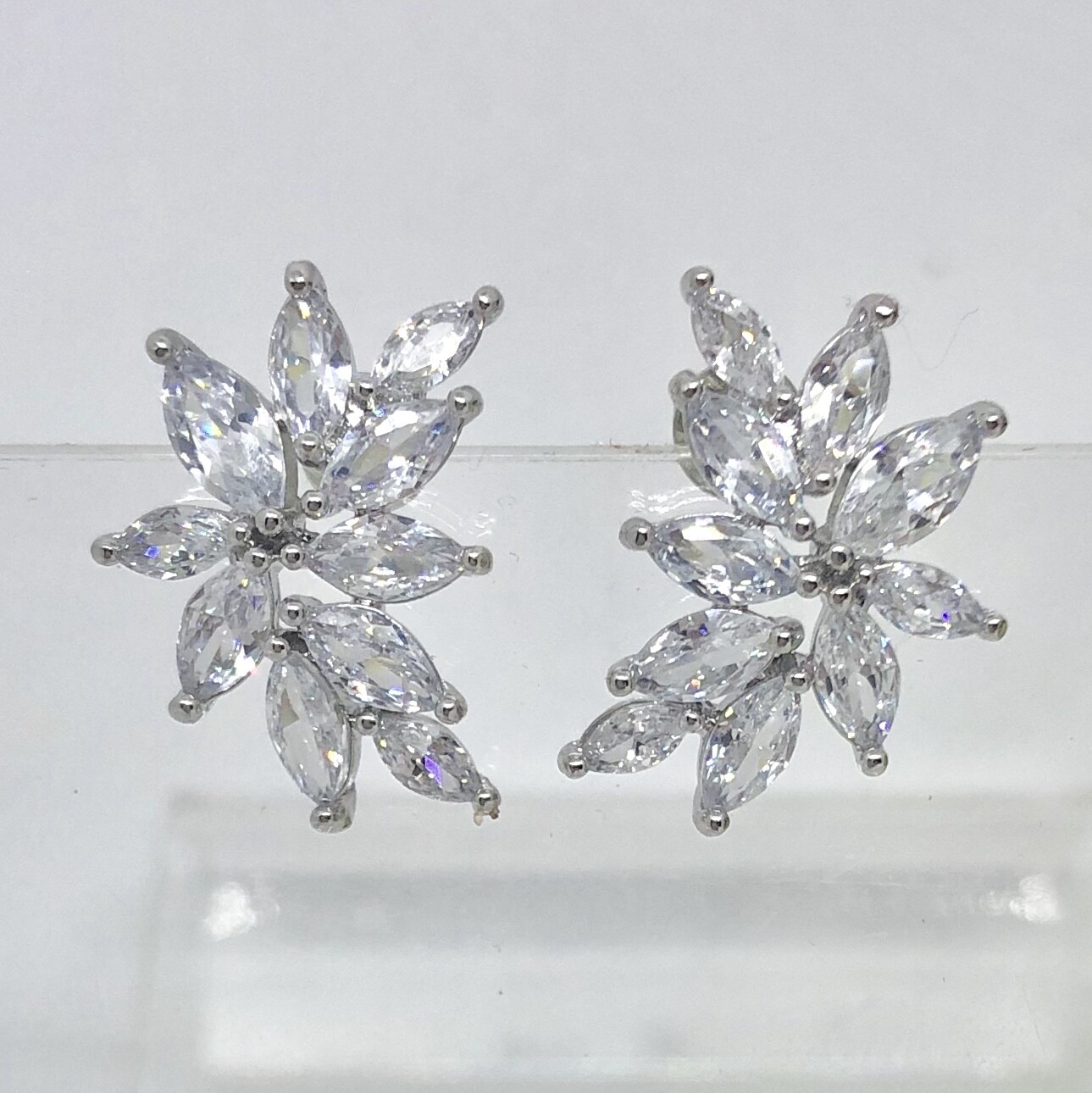 EVE- Silver Pierced Bridal Wedding Earrings