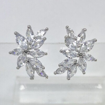 EVE- Silver Pierced Bridal Wedding Earrings