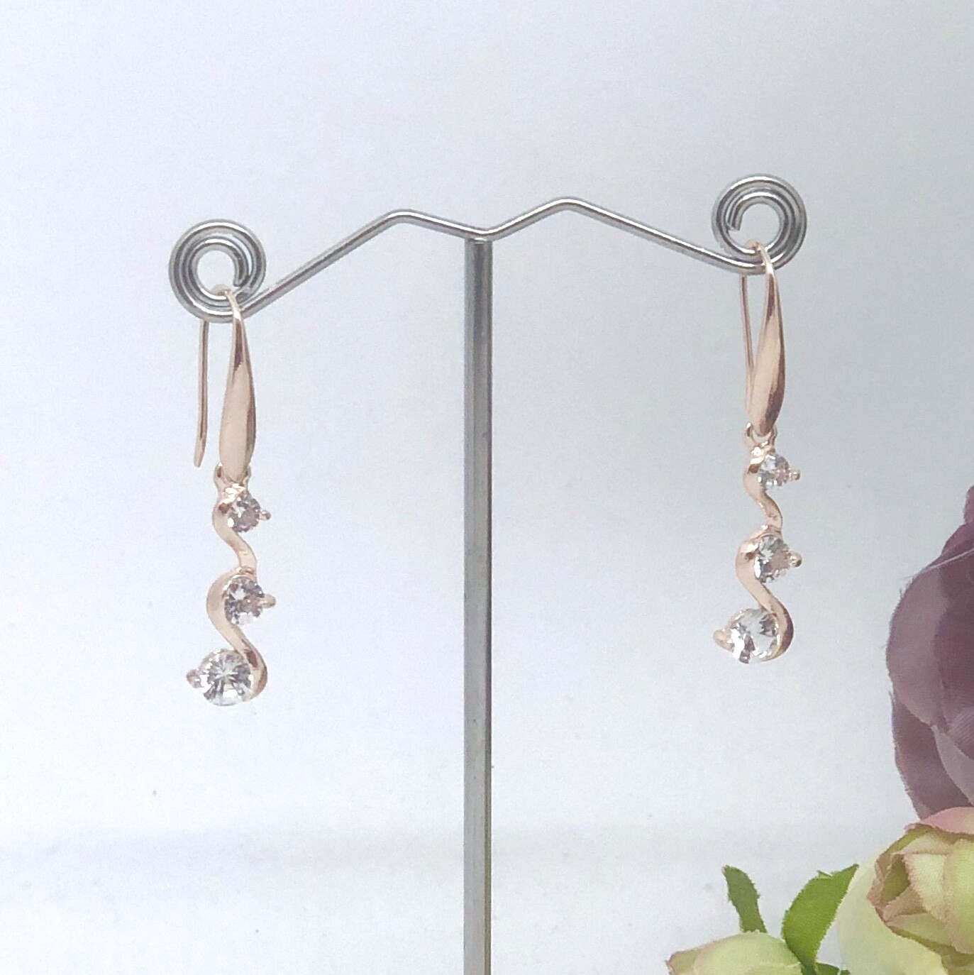 ALEXIS - Rose Gold Drop Bridal Wedding Earrings