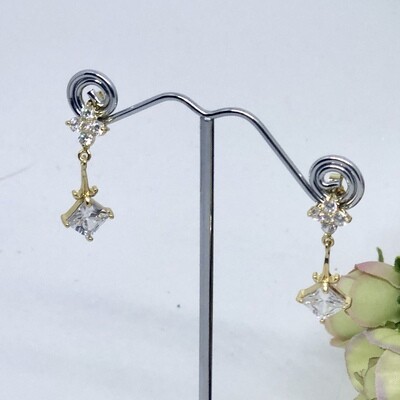 ZARA - Gold Pierced Crystal Bridal Earrings