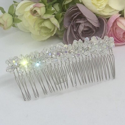 BROOKE - Silver Beaded Wedding Bridal Hair Comb