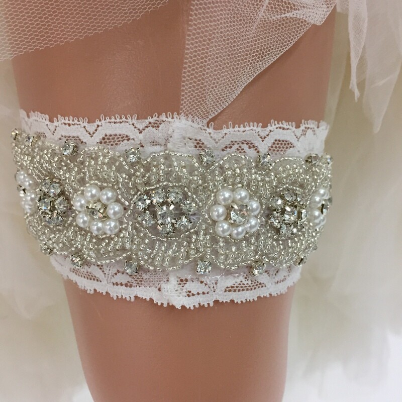 LAYLA - Pearl &amp; Bling Wedding Bridal Garter