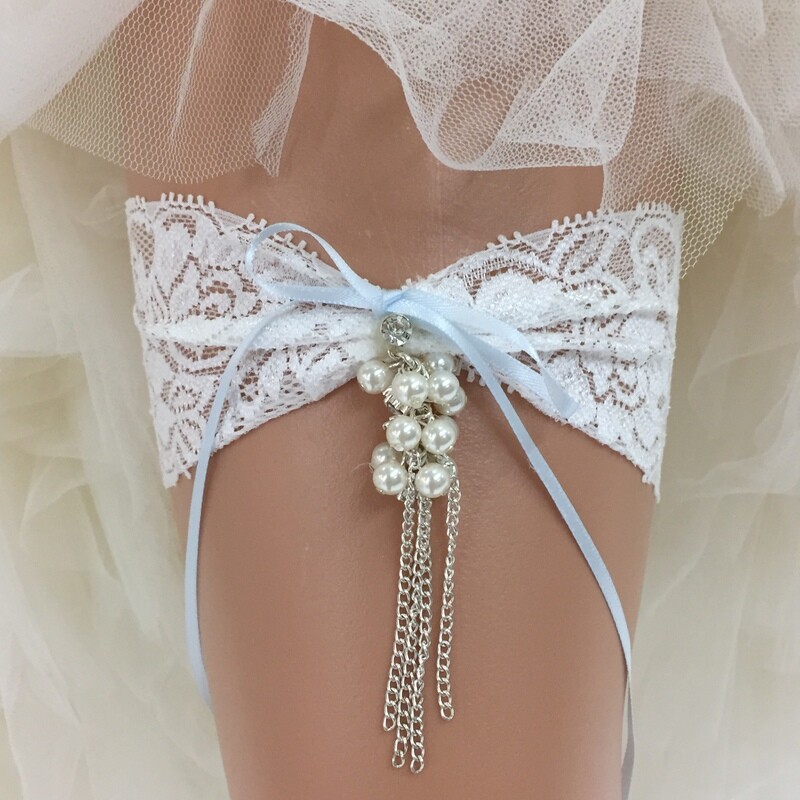 GRACIE - Soft Lace and Pearl Bridal Garter