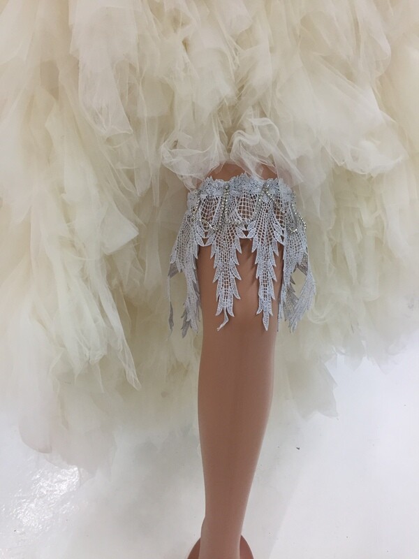 CHARMAINE - Silver Lace Bridal Garter