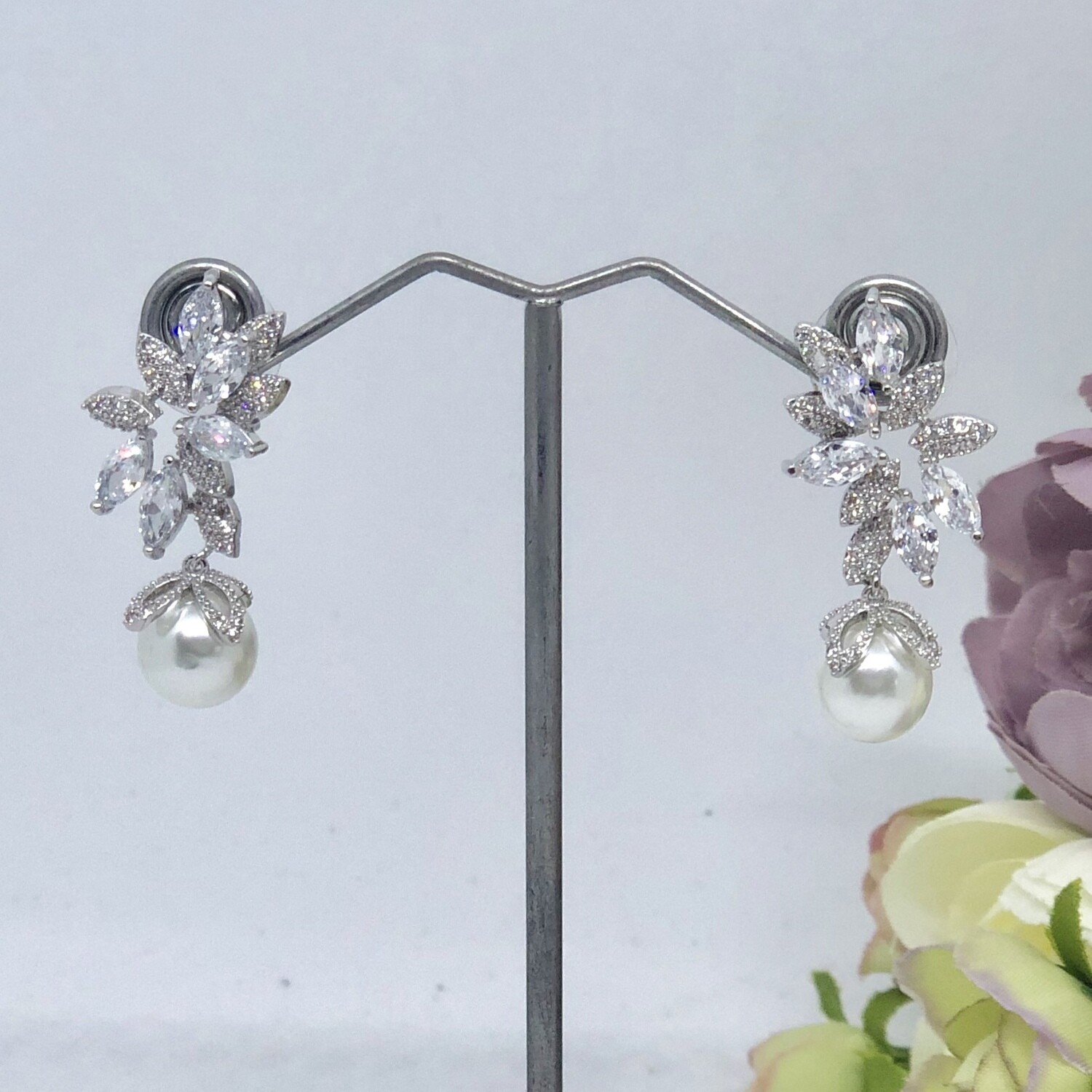 TRACEY - Silver Pierced Bridal Wedding Earrings