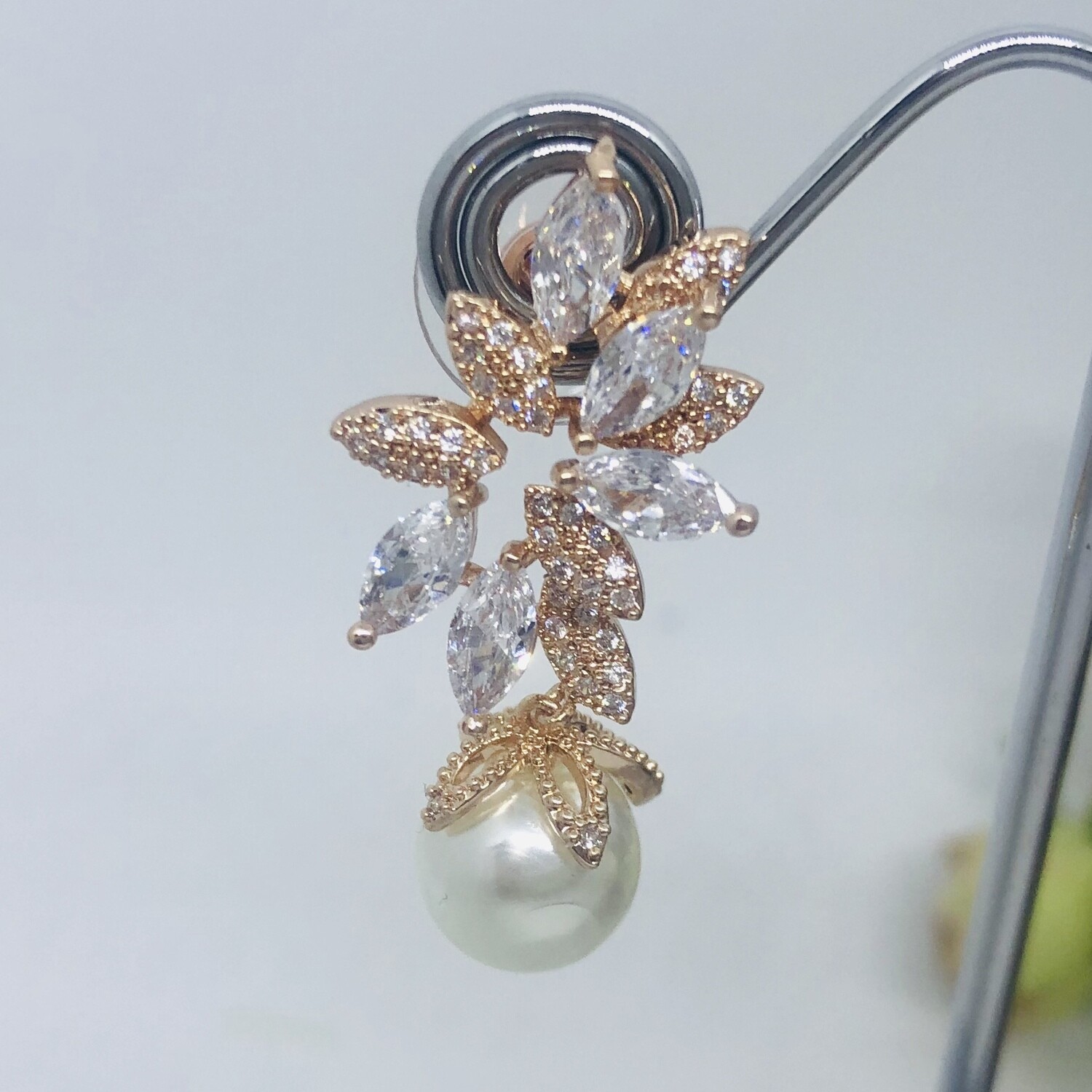 TRACEY - Rose Gold Pierced Bridal Wedding Earrings