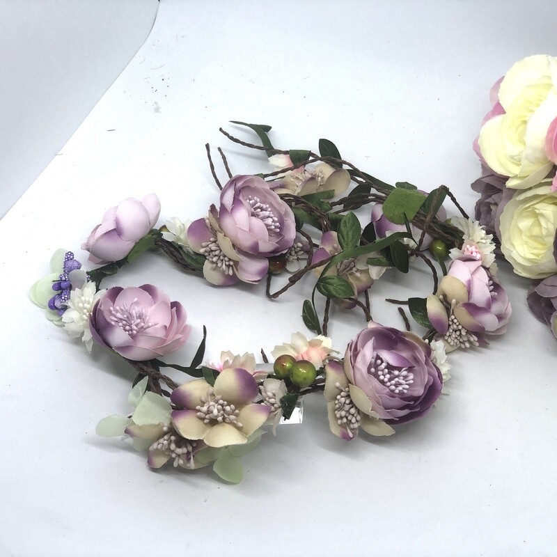 VIOLET - Silk Pink Flower Crown Hair Vine