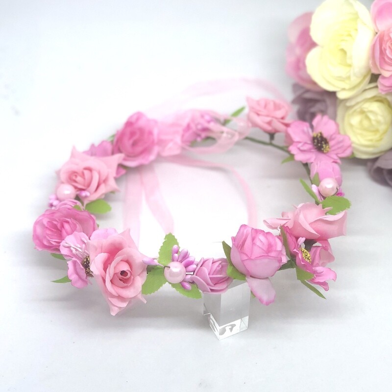 PENNY - Silk Hot Pink Flower Crown