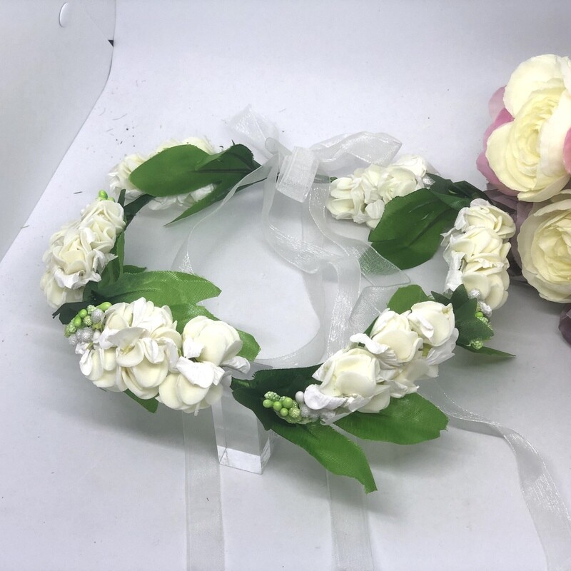WINTER - White Real Touch Rose Flower Crown