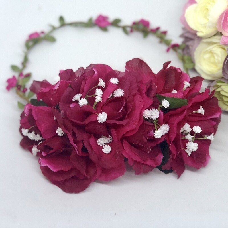 RACHELLE - Deep Red Flower Crown