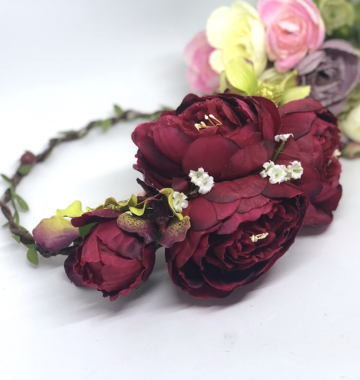 DIANDRA - Deep Red Flower Crown