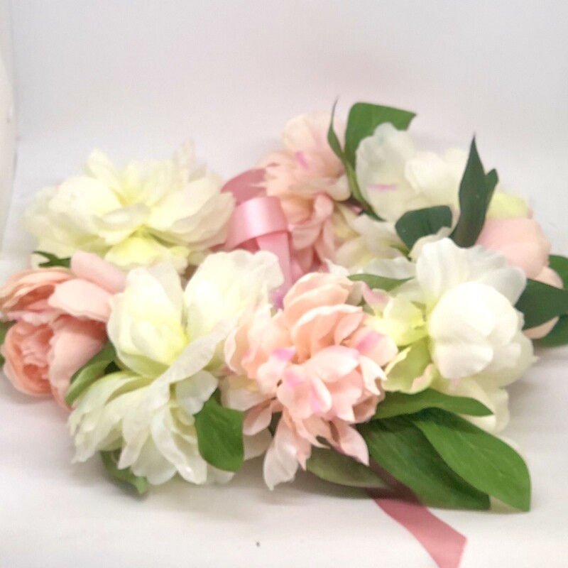 PEYTON - Large Pink and White Peonies Flower Crown