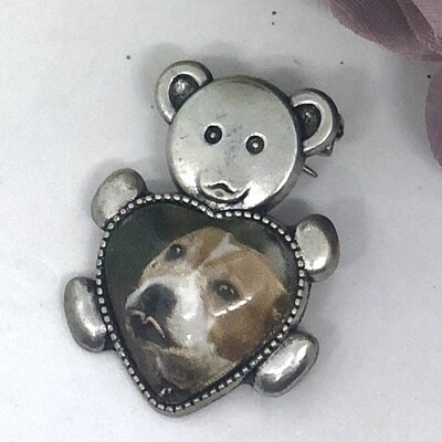 BILLIE - Antique Silver Teddy Heart Memory Charm