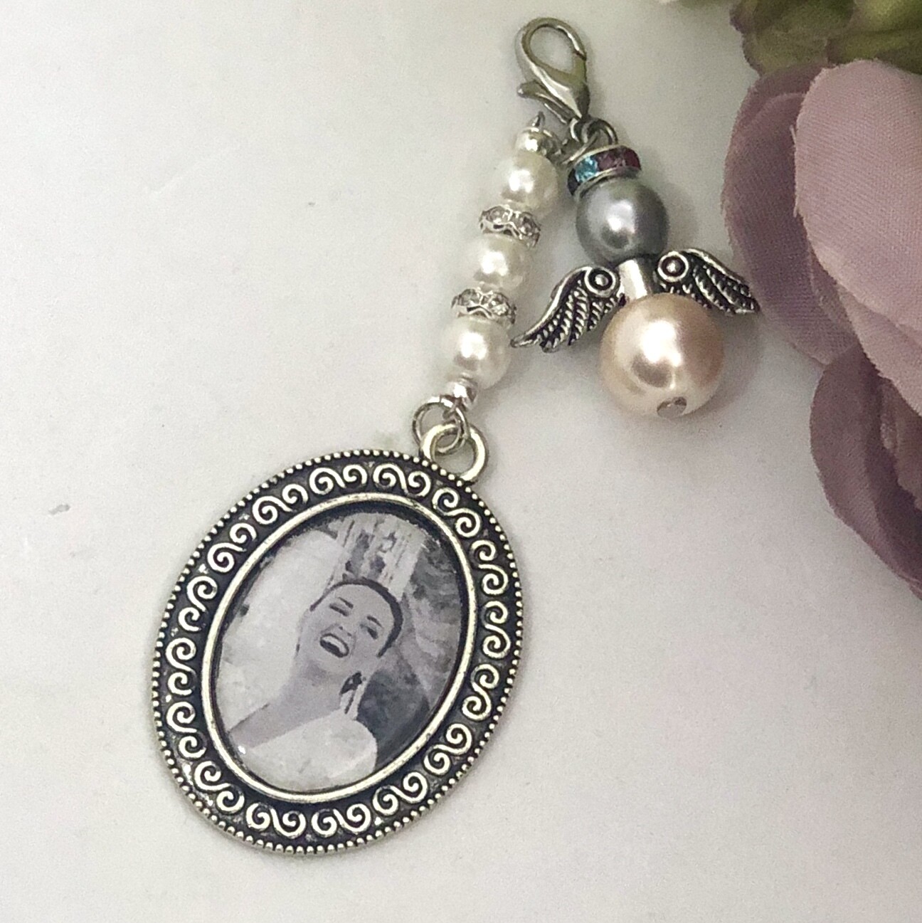 LILLIAN PEARL - Antique Silver Oval Memory Charm