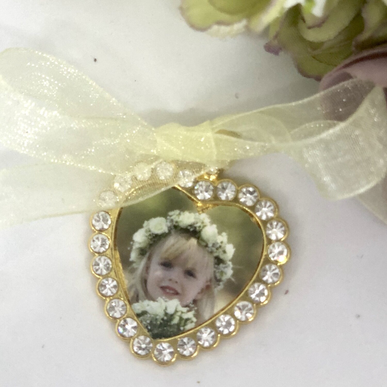 HEATHER - Gold Heart Bling Bridal Memory Charm