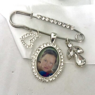 JULIET SILVER PIN - Oval Bling Bridal Memory Charm