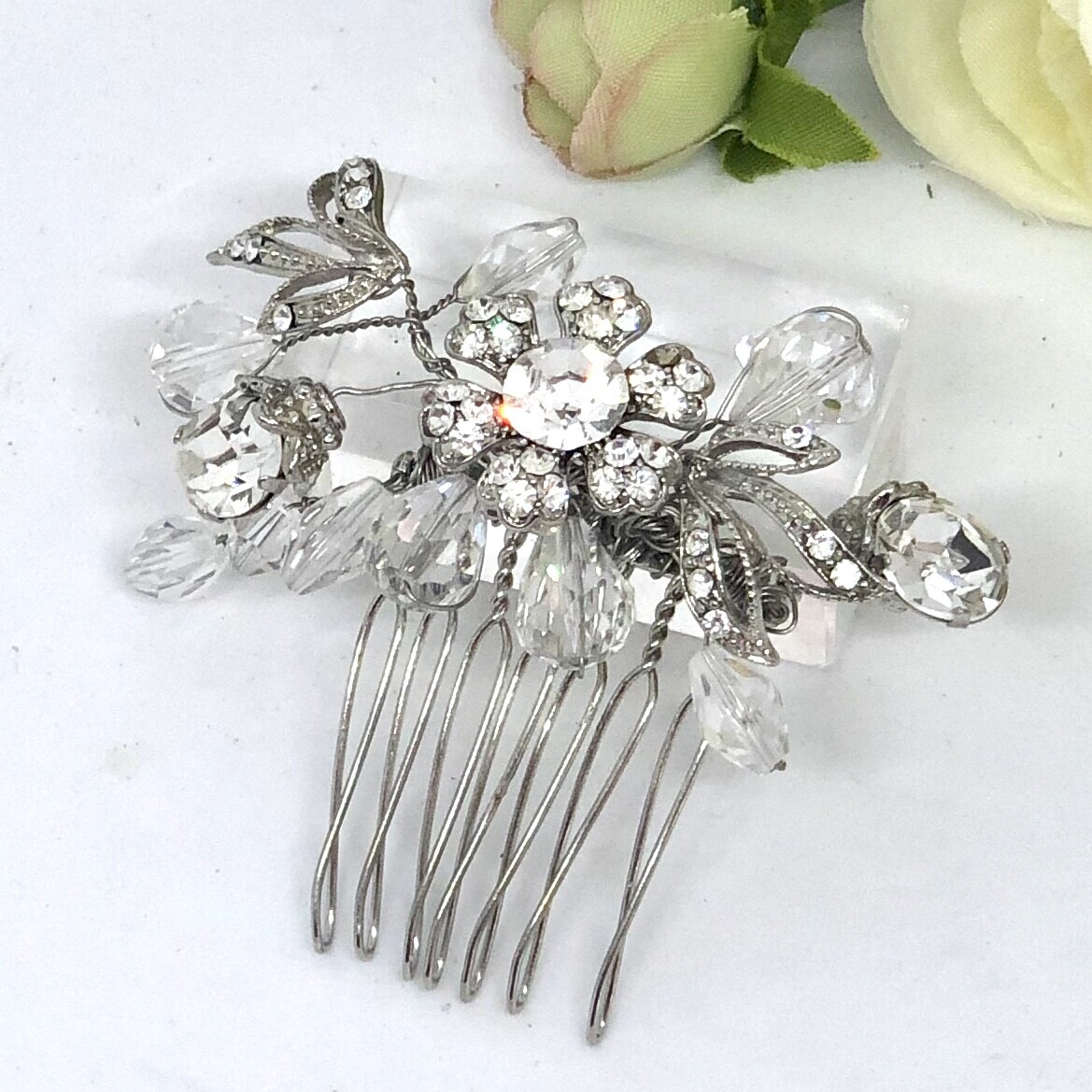 ELLEN - Silver Bling Wedding Bridal Hair Comb