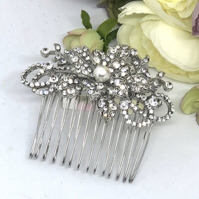 VALERIE - Silver Wedding Bridal Hair Comb