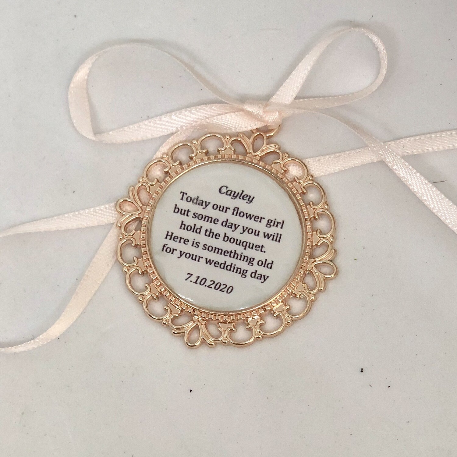 ROSIE - Rose Gold Scallop Edge Flower Girl Charm