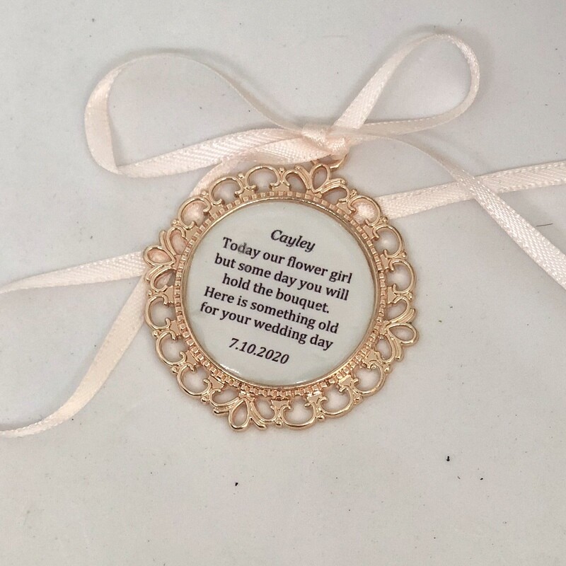 ROSIE - Rose Gold Scallop Edge Flower Girl Charm