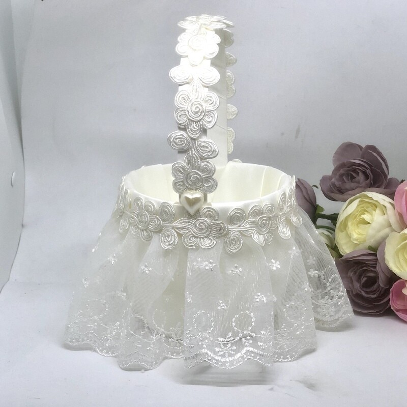 LACEY - Ivory Lace Flower Girl Basket