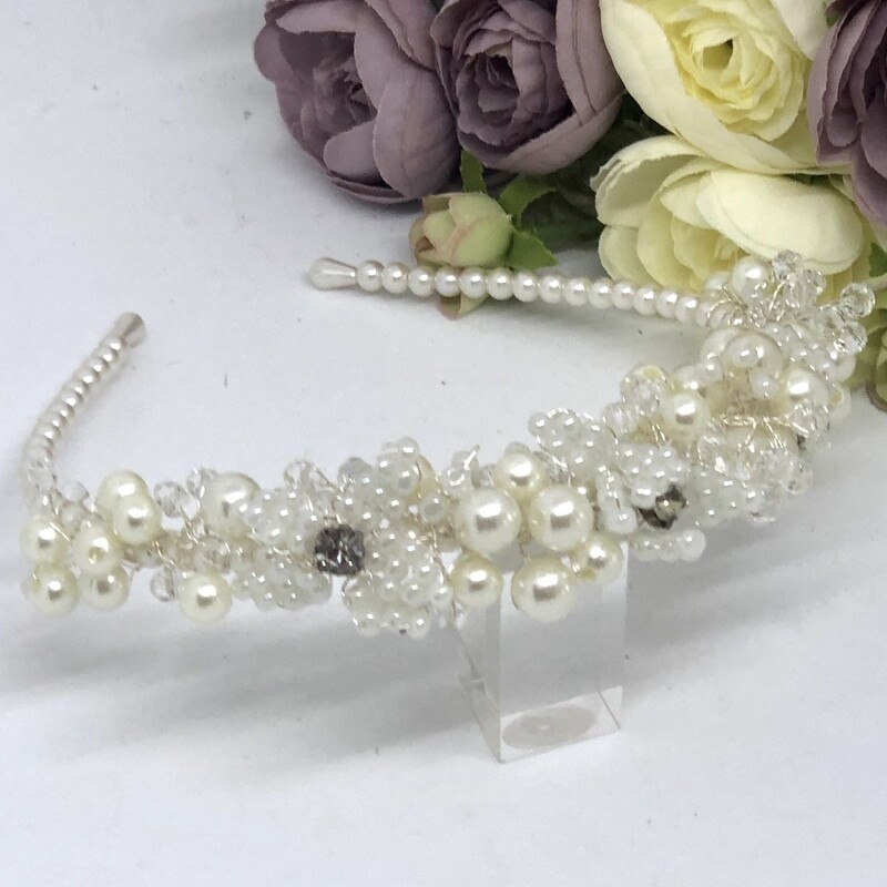CLEO - Silver Pearl Wedding Bridal Headband