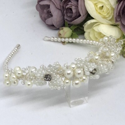 CLEO - Silver Pearl Wedding Bridal Headband