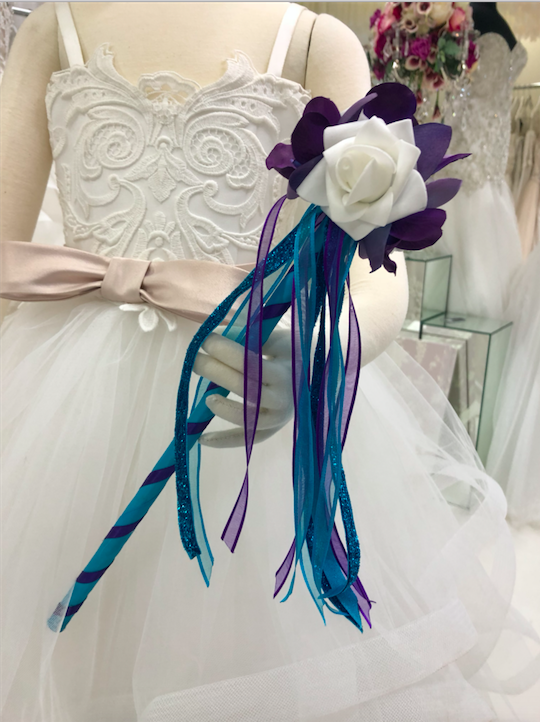 PIPER - Rose &amp; Orchid Flower Girl Ribbon Wand