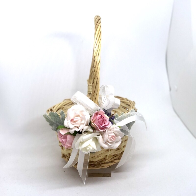 KELLY - Rustic Cane Flower Girl Basket