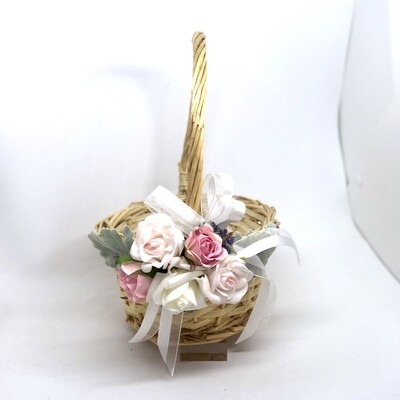 KELLY - Rustic Cane Flower Girl Basket