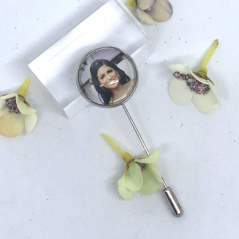TERRY - Silver Memory Charm Lapel Pin Boutonnière