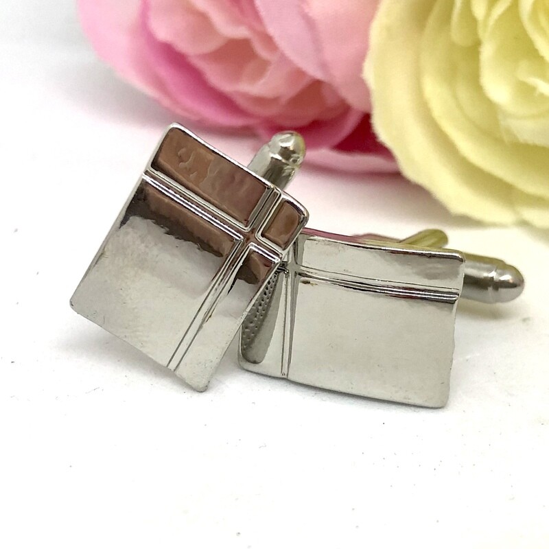 JERRY - Silver Mens Rectangular Cuff Links