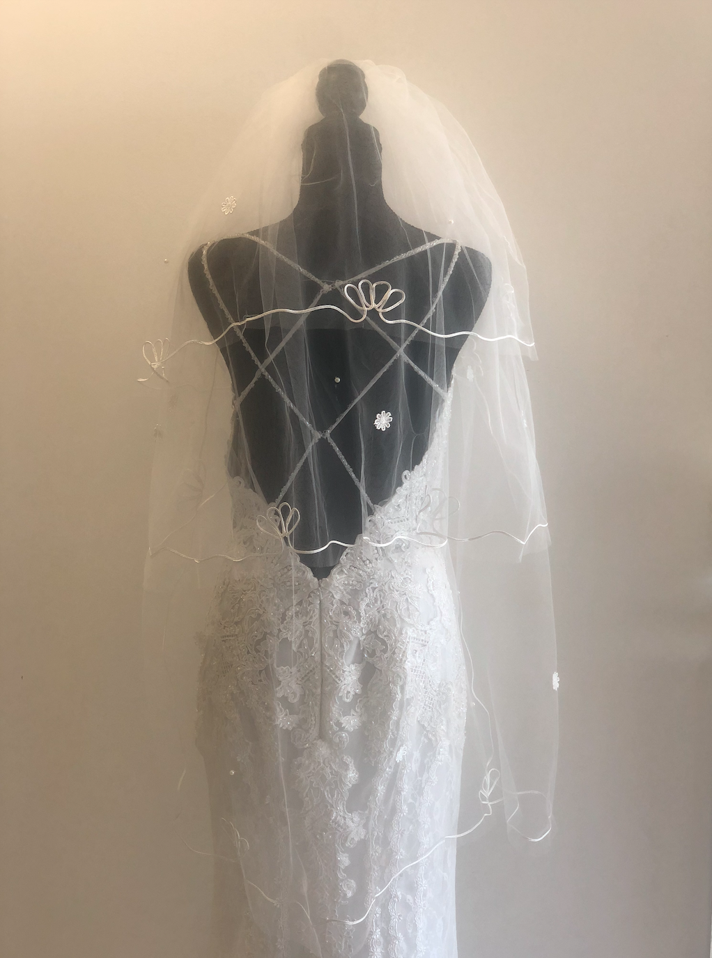 ANNE -  3 tier Fingertip length Wedding Bridal Veil