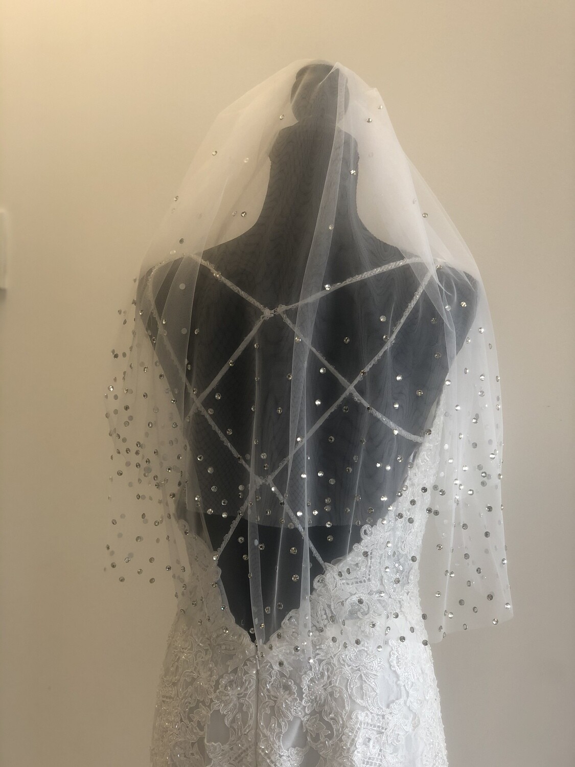 CASEY -  Fingertip 2 Tier Length Bling Wedding Bridal Veil