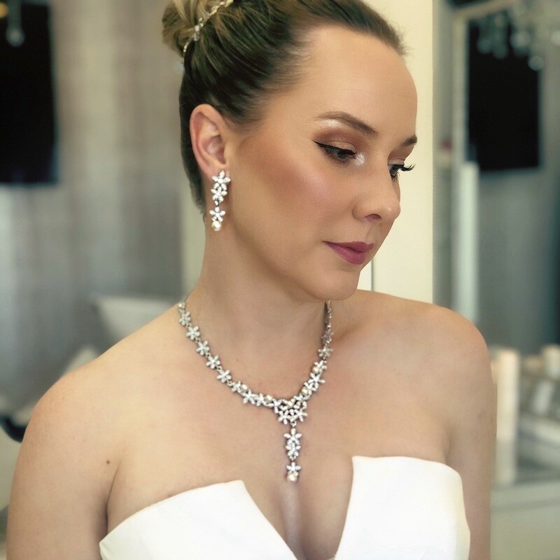ELLE  - Crystals &amp; Pearls Wedding Bridal Necklace Set
