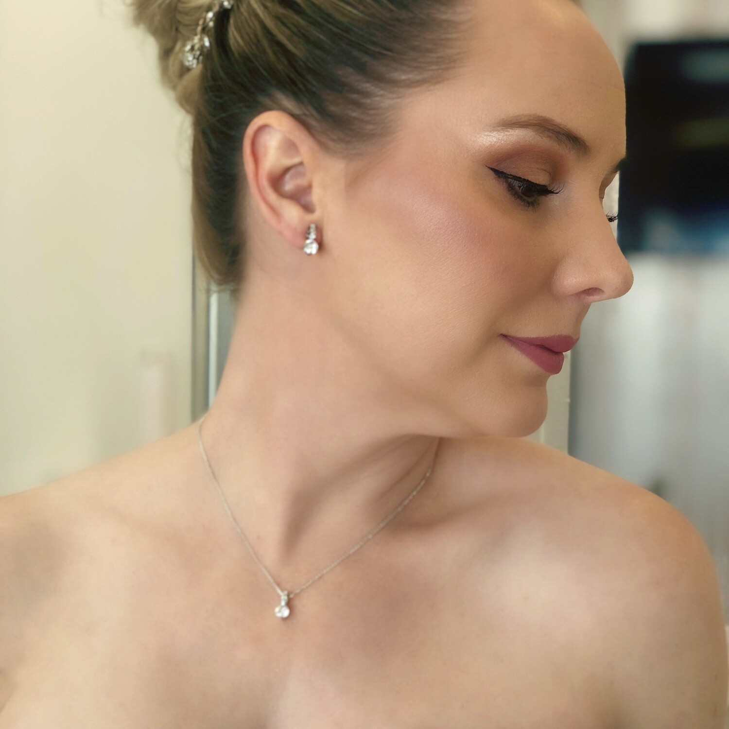TINA  - Classic Crystal Wedding Bridal Necklace Set