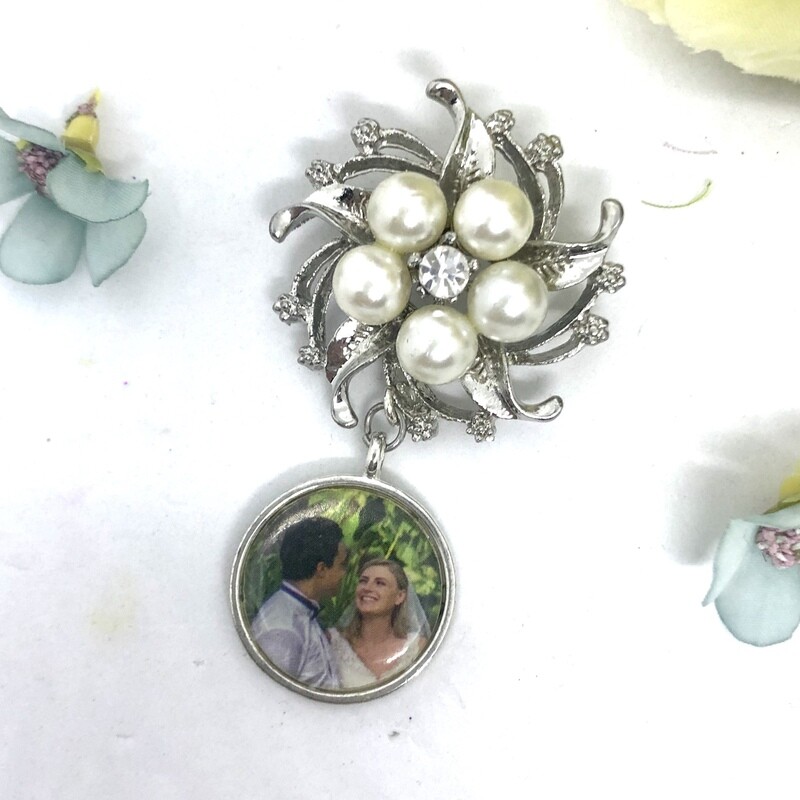 SOFIA - Silver Pearl Bouquet Brooch Pin Memory Charm