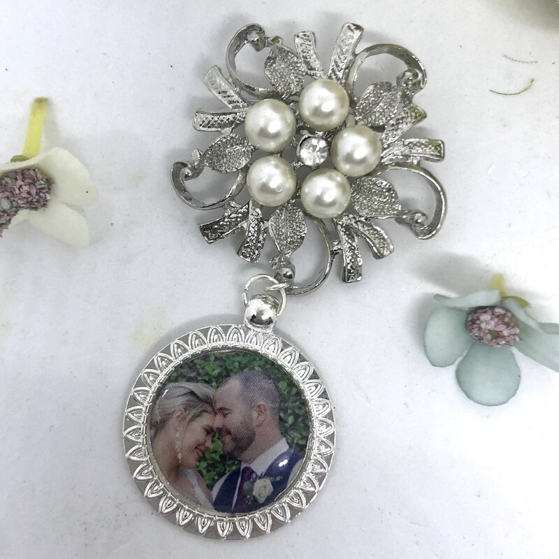DENISE - Silver Pearl Bouquet Pin Brooch Memory Charm