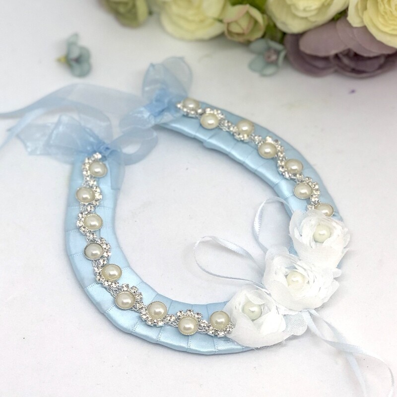 JULIA - Blue Satin Horseshoe Good Luck Charm
