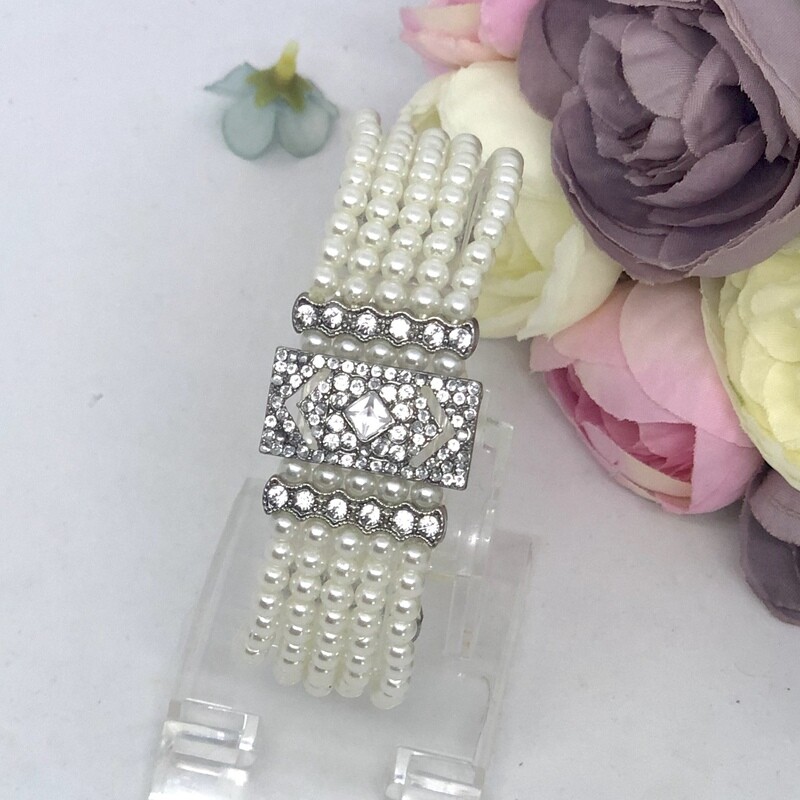 BLANCHE - Pearl and Silver Crystal Bracelet