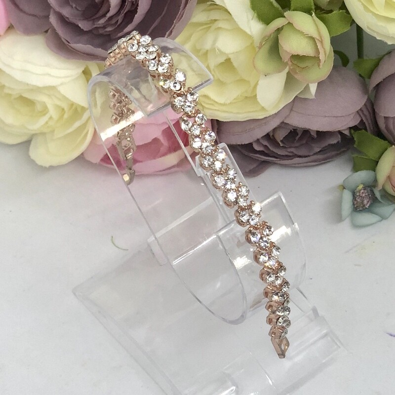 CHANTELLE - Rose Gold Wedding Bridal Bracelet