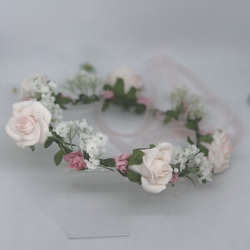 MILLIE - Pink &amp; White Rose Flower Crown