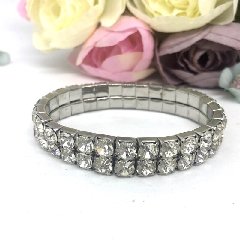 FREESIA - Silver Crystal Stretch Bridal Bracelet