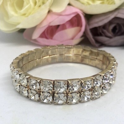 FREESIA - Rose Gold Crystal Stretch Bridal Bracelet