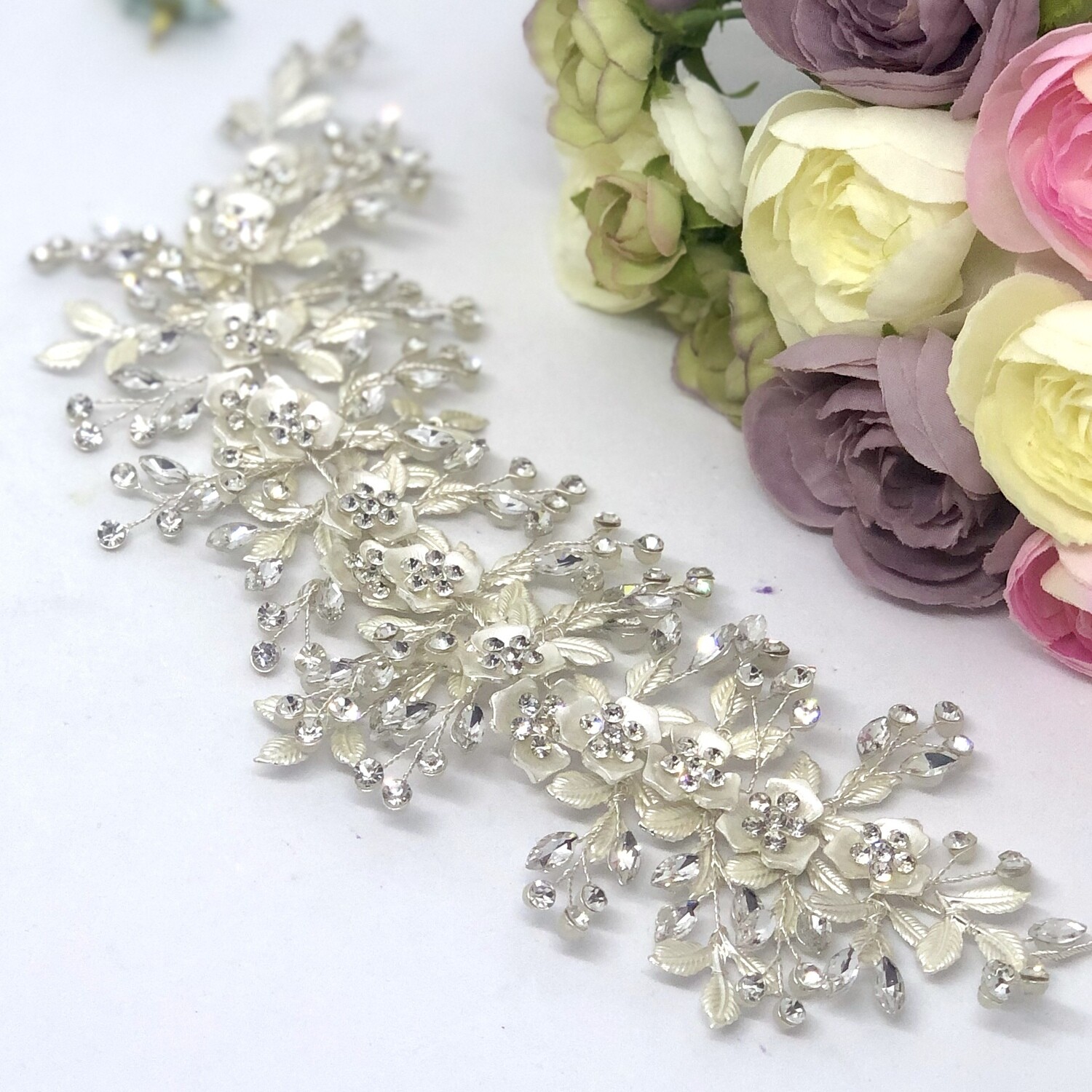 AVA - Silver Crystal Wedding Bridal Head Piece