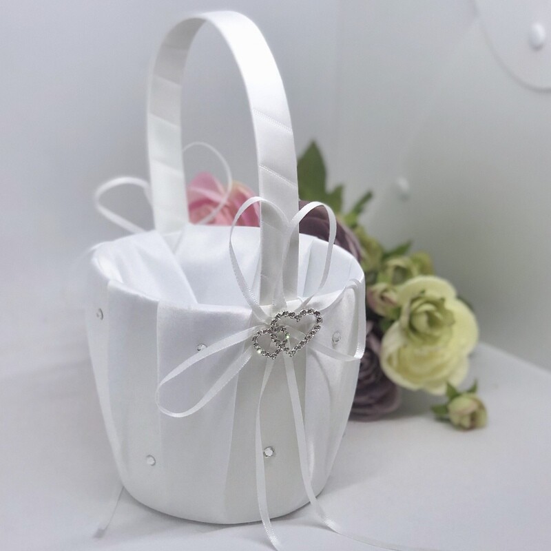 VICKY - White Flower Girl Basket