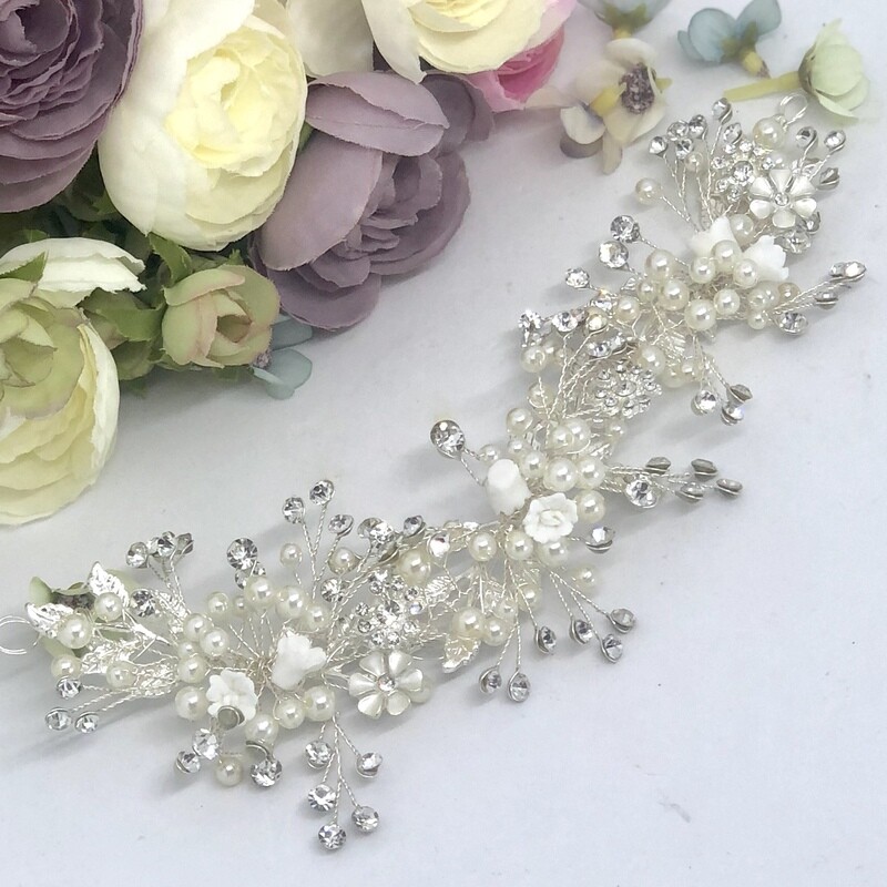 SAVANNAH - Silver Wedding Bridal Head Piece