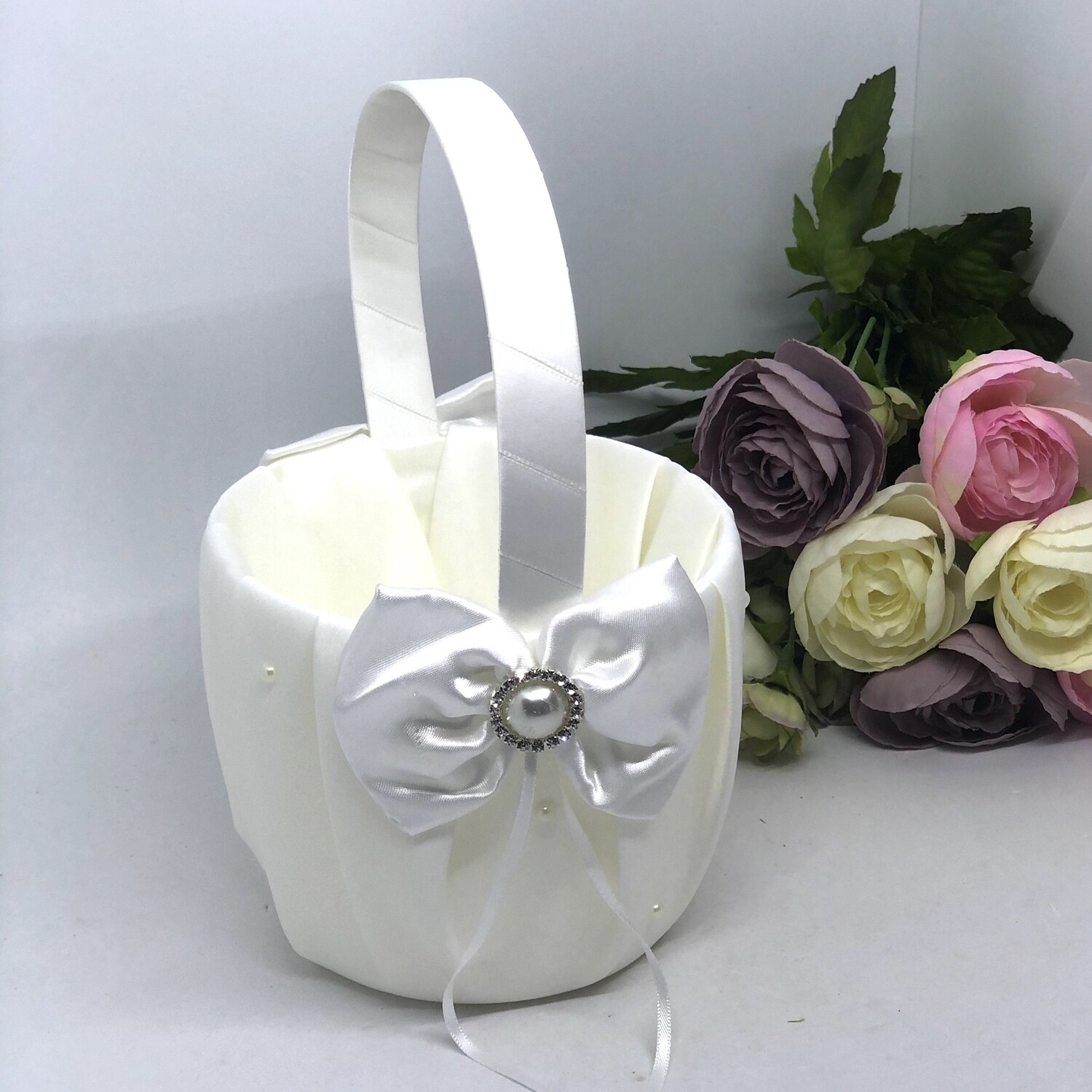 EMILY - Ivory Flower Girl Basket