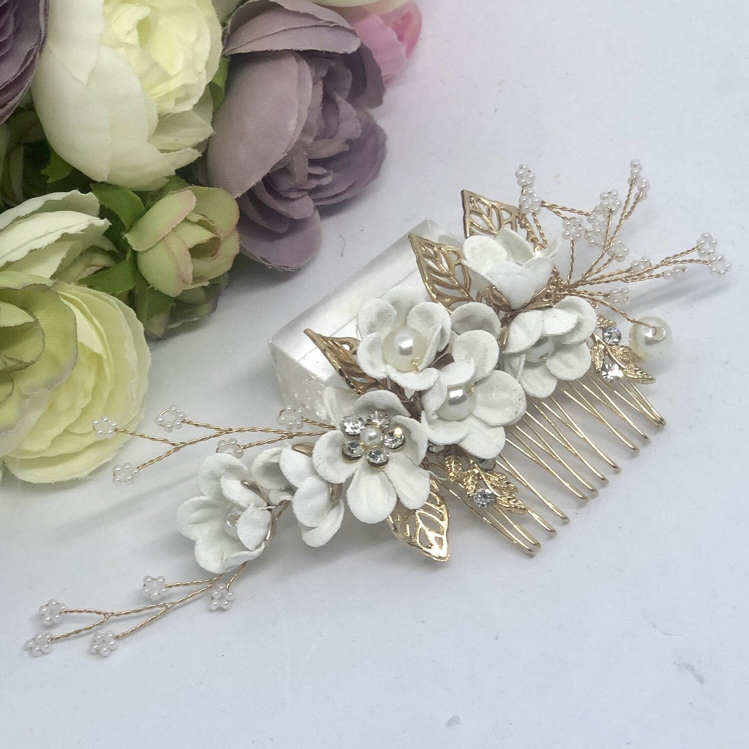 DANA WHITE - Gold Wedding Bridal Hair Comb