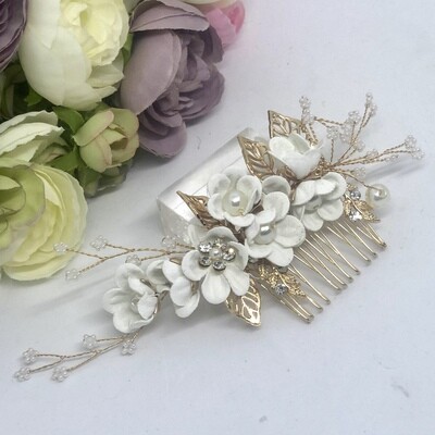 DANA WHITE - Gold Wedding Bridal Hair Comb